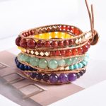 YGLINE Boho Handmade Wrap Leather Tube Crystal Stone Bracelet for Women - Image 2